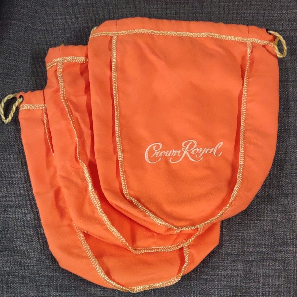 3 Crown Royal Orange Storage Bag